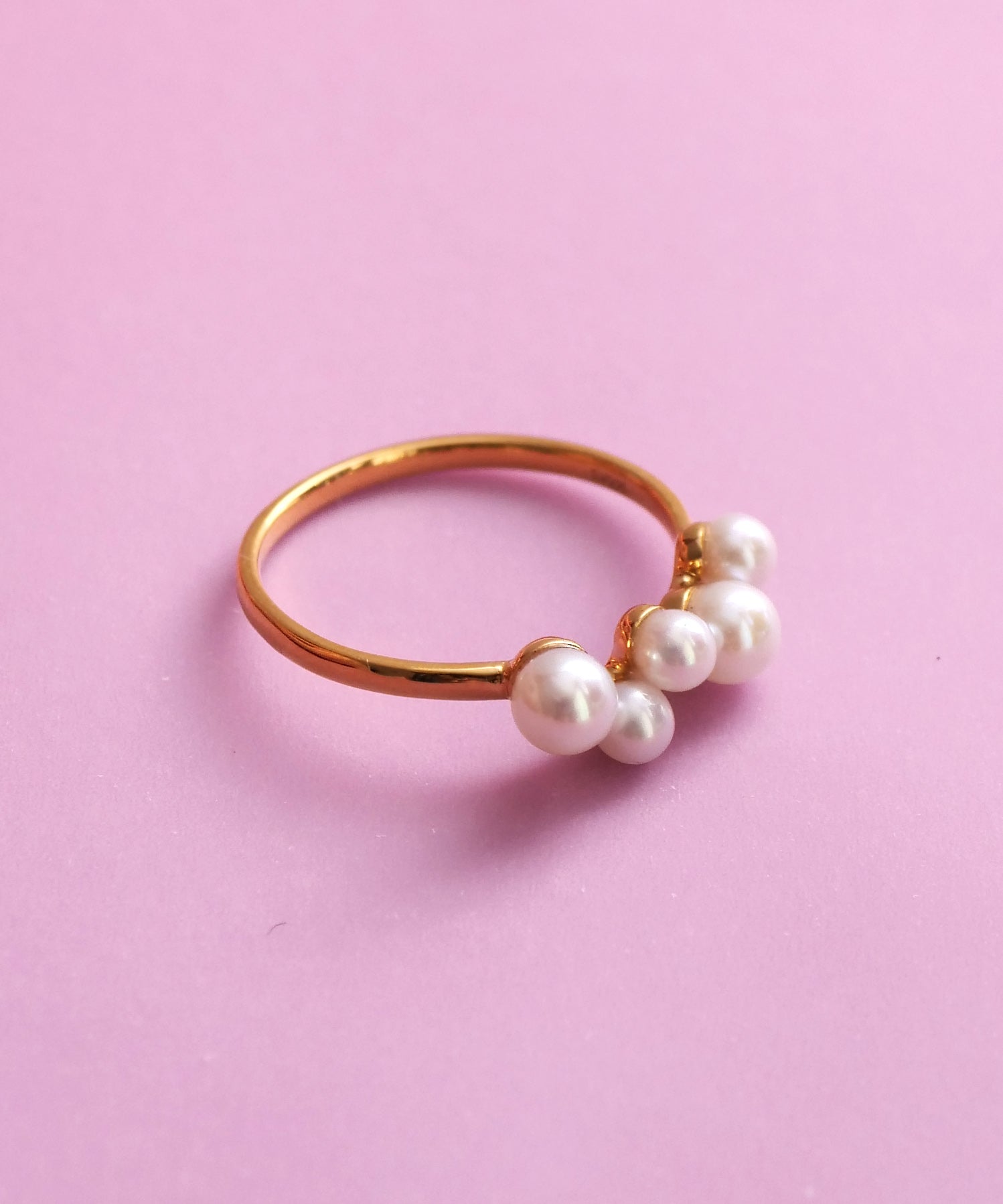 SV925 Soap Bubble 5 Pearl Ring Gold