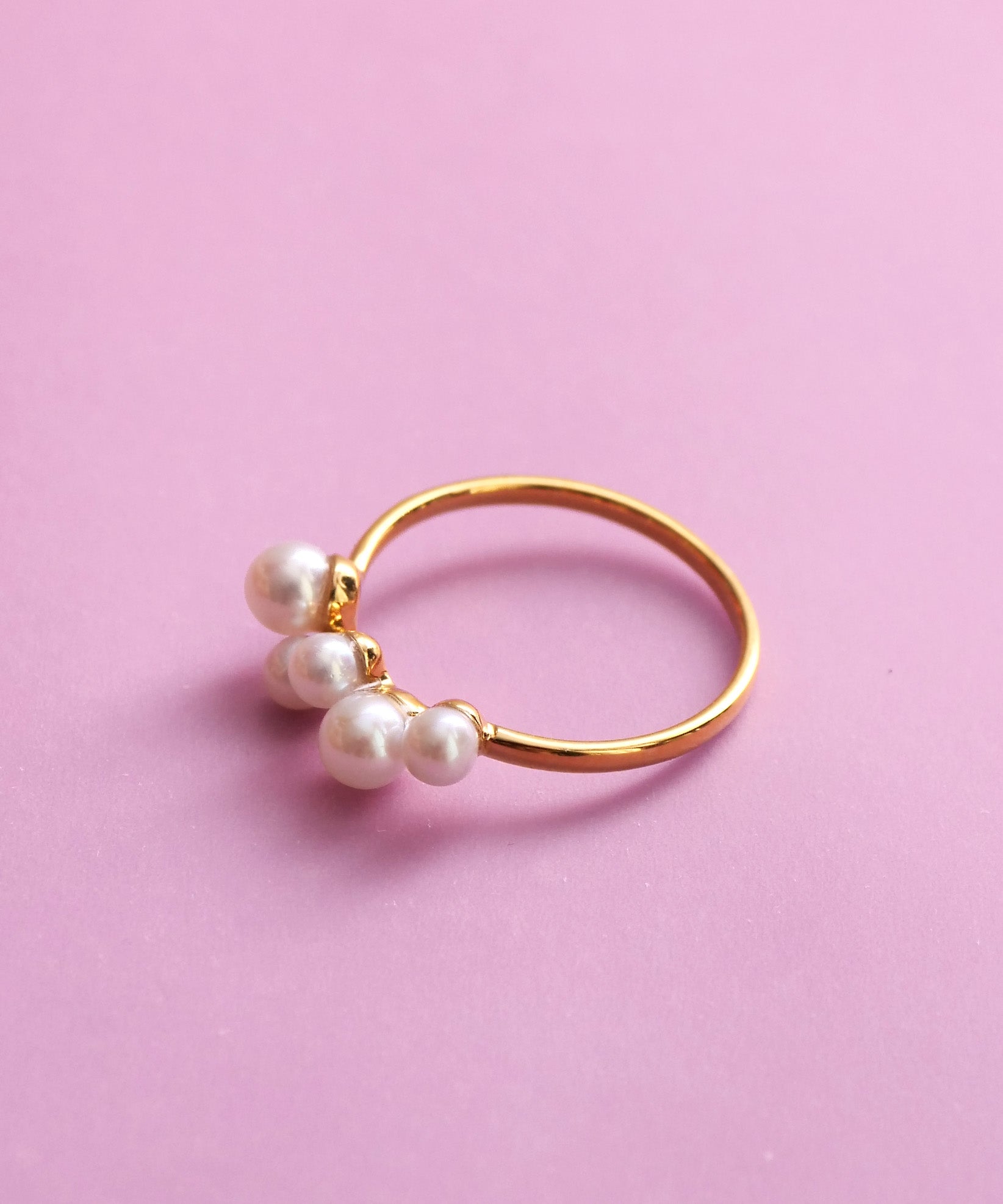 SV925 Soap Bubble 5 Pearl Ring Gold