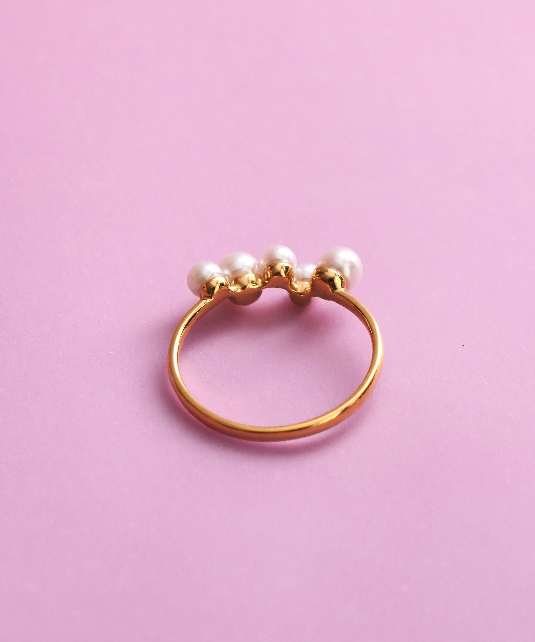 SV925 Soap Bubble 5 Pearl Ring Gold