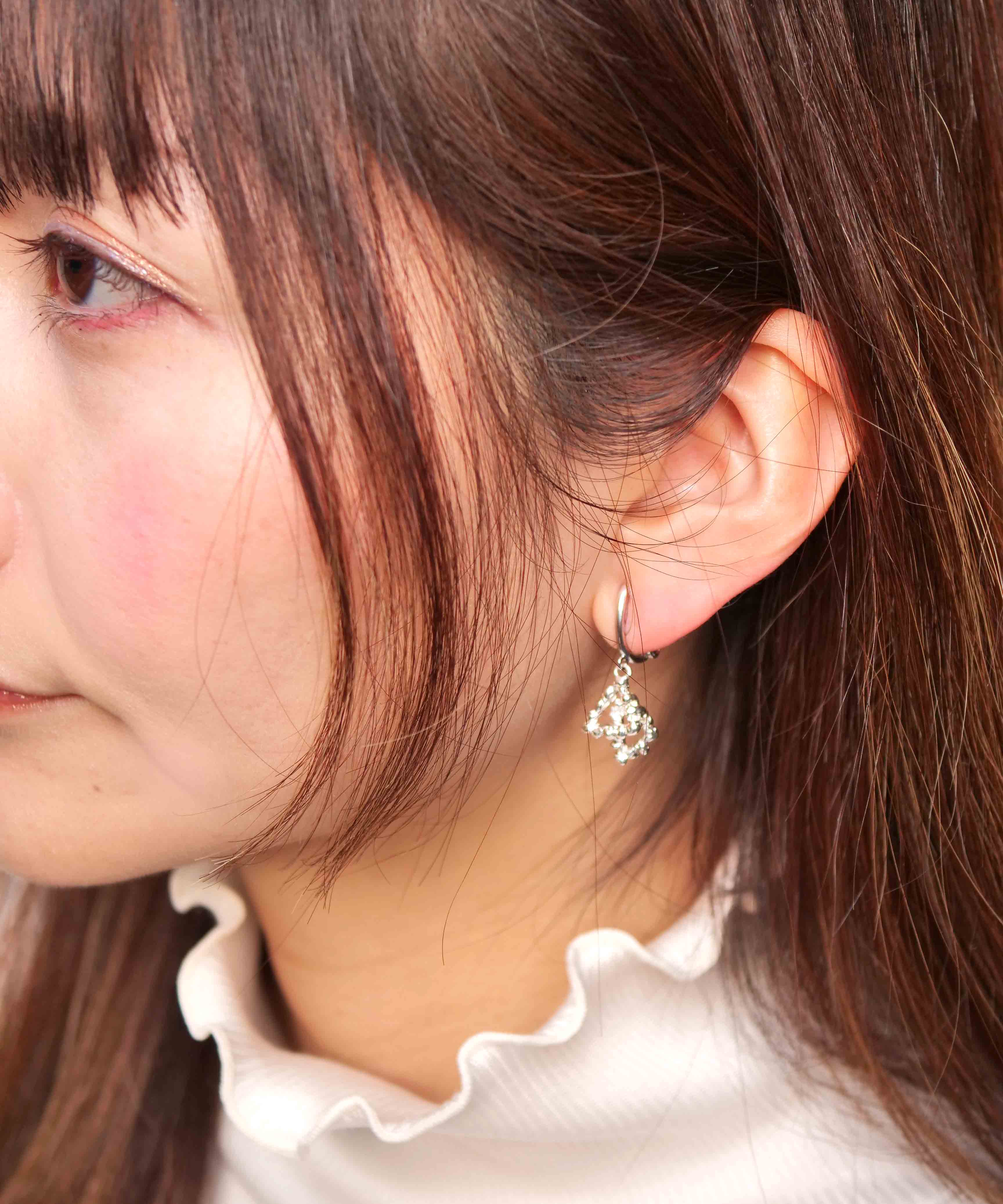 SV925 mini origami ring reversible earrings silver