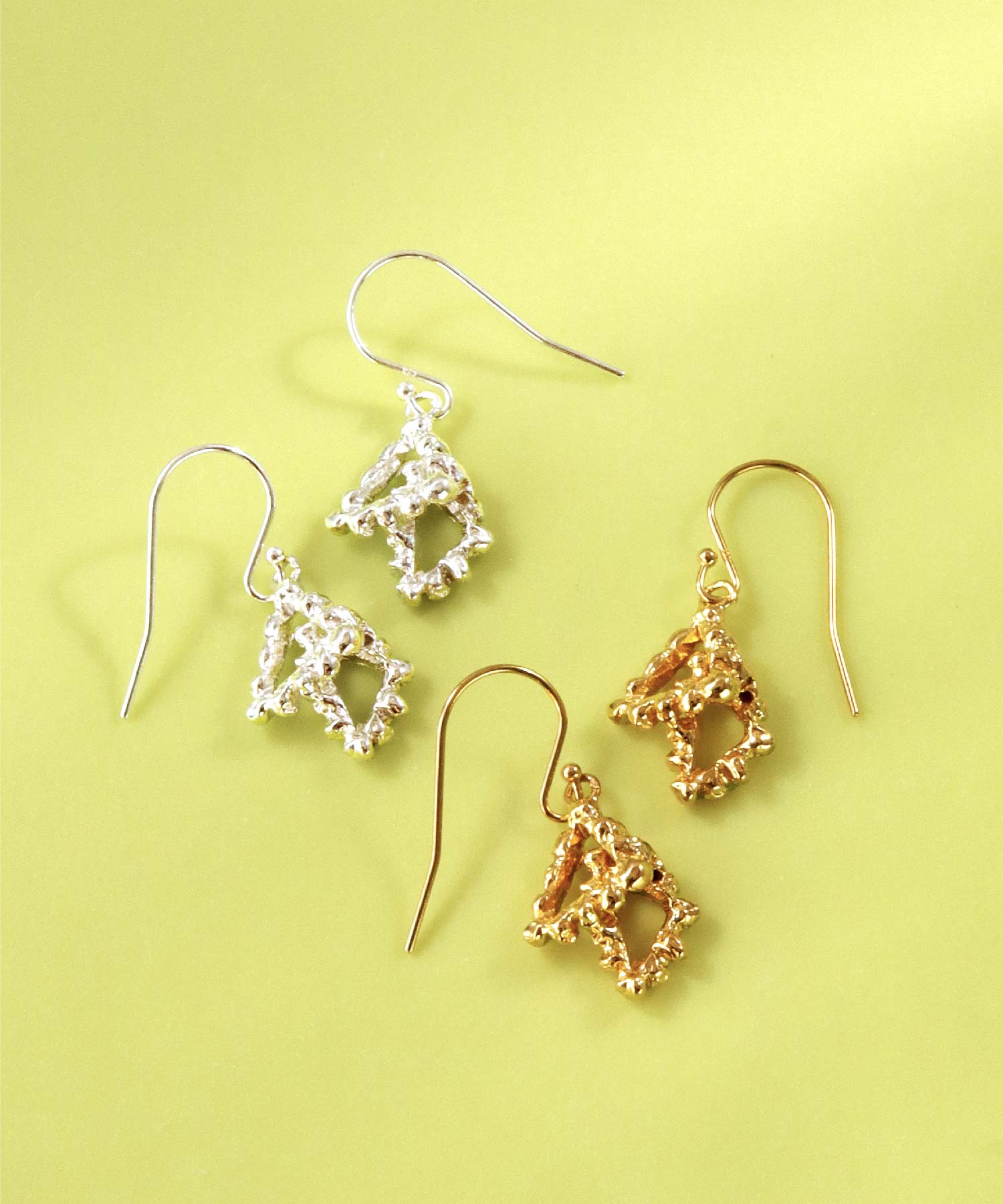 SV925 mini origami ring reversible earrings silver