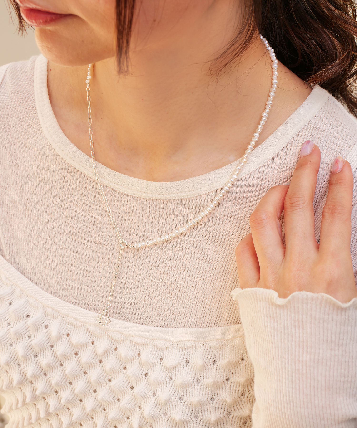 SV925 round choker necklace with crack and frost crystal