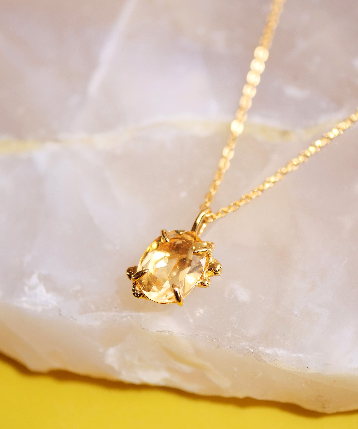 SV925おねんどつぶつぶ天然石ネックレス シトリン
