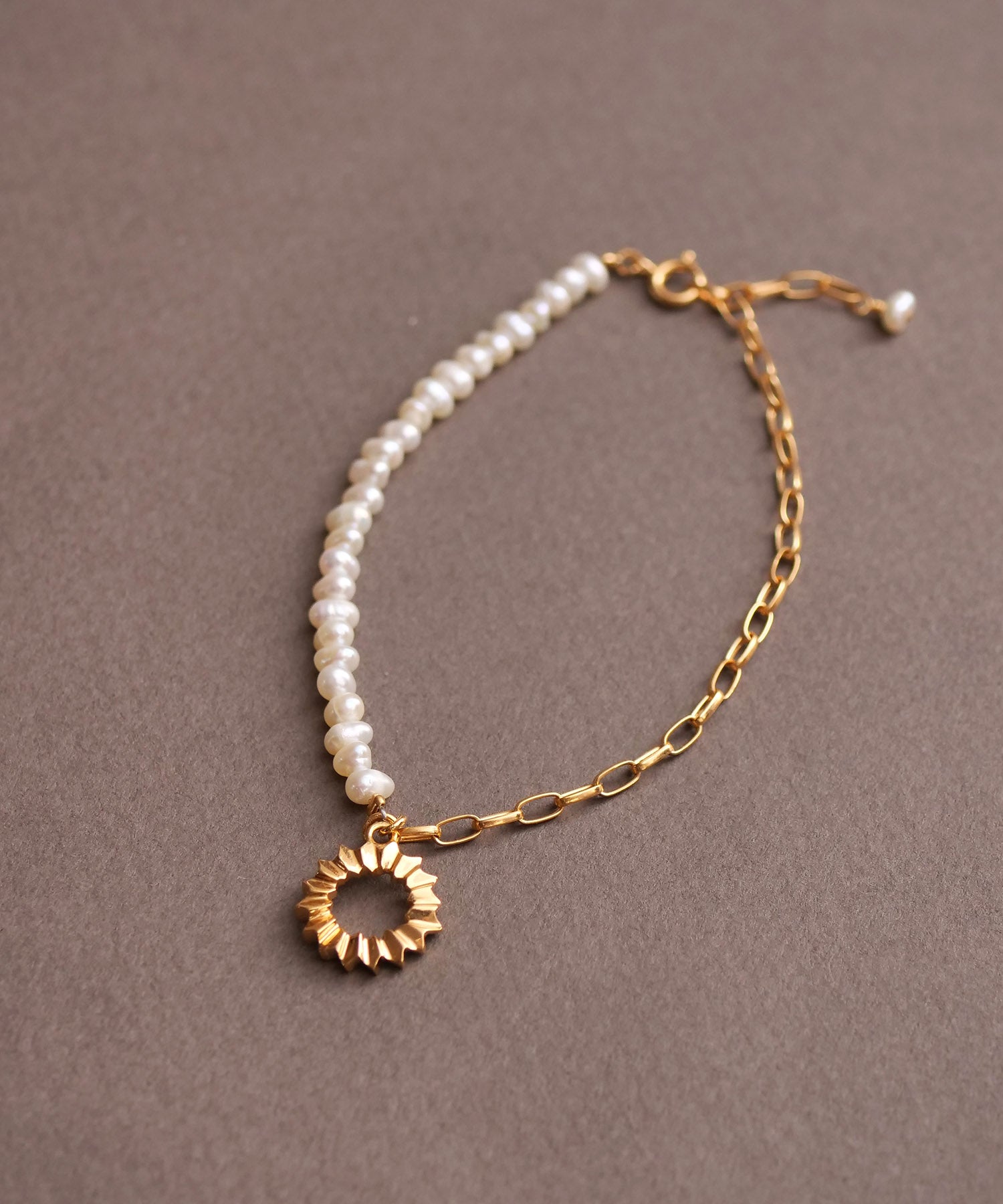 SV925フォールドオリガミパールブレスレット  ゴールド