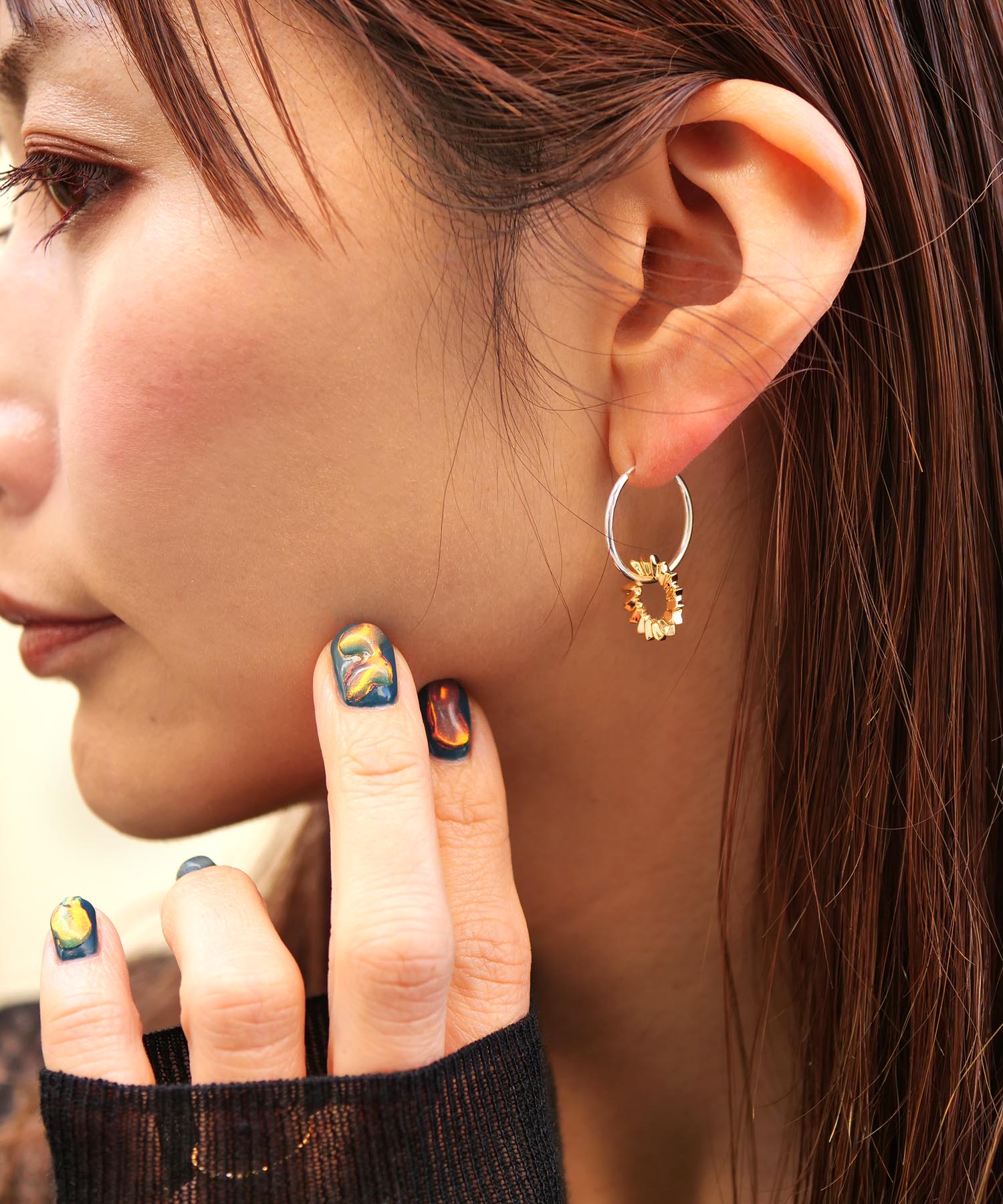 SV925フォールドオリガミフープピアス ミックス