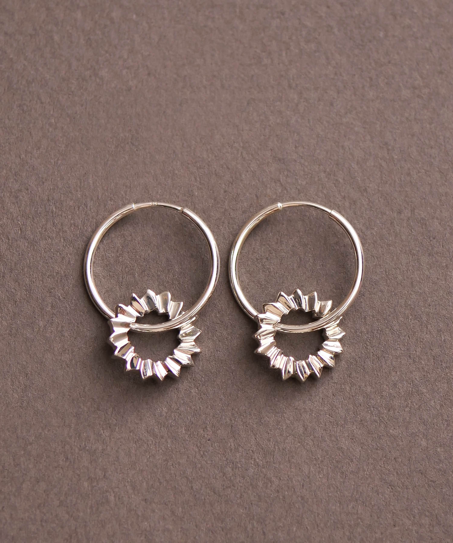 SV925フォールドオリガミフープピアス シルバー