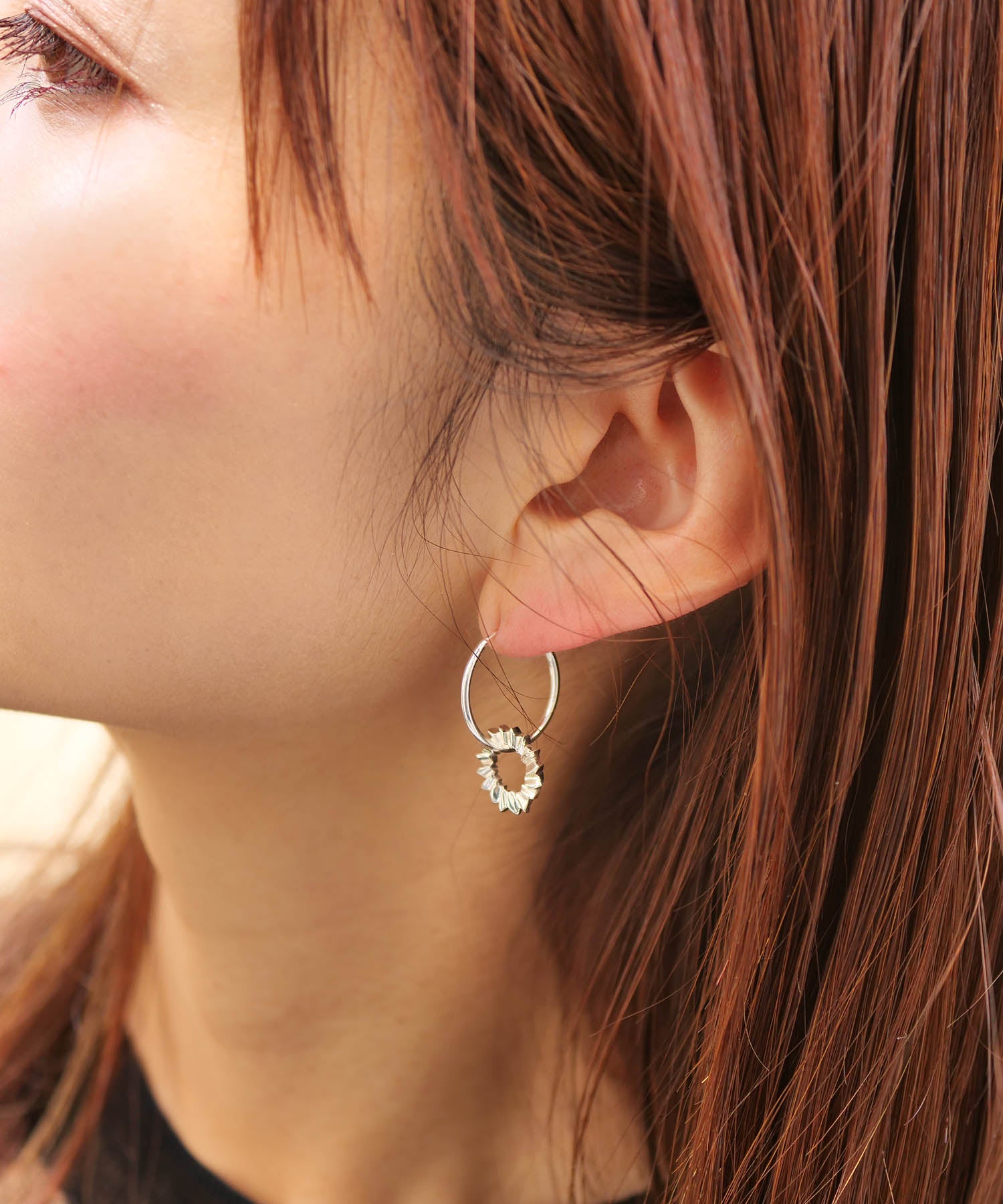 SV925フォールドオリガミフープピアス シルバー