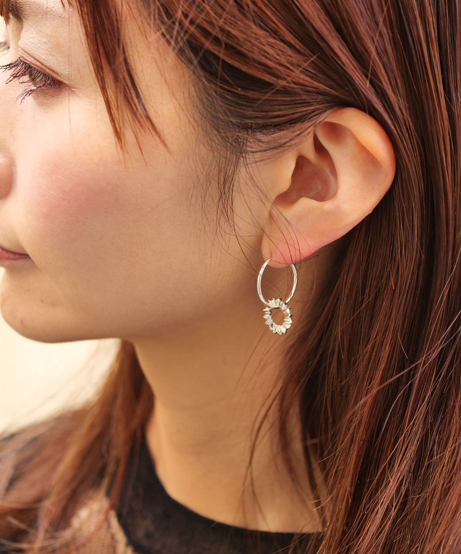 SV925フォールドオリガミフープピアス シルバー