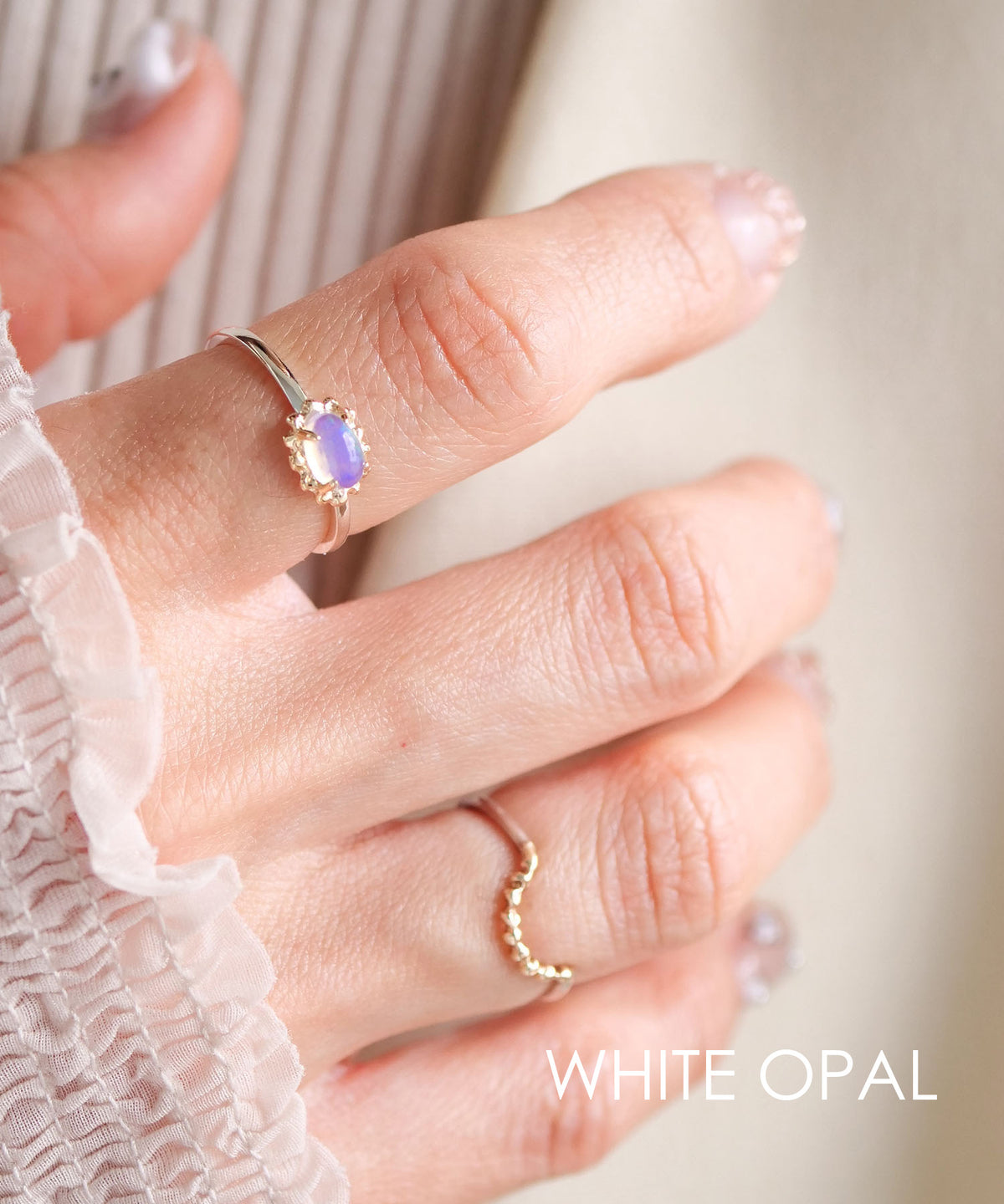 K10×SV925おねんどつぶつぶオーバルカボションリング