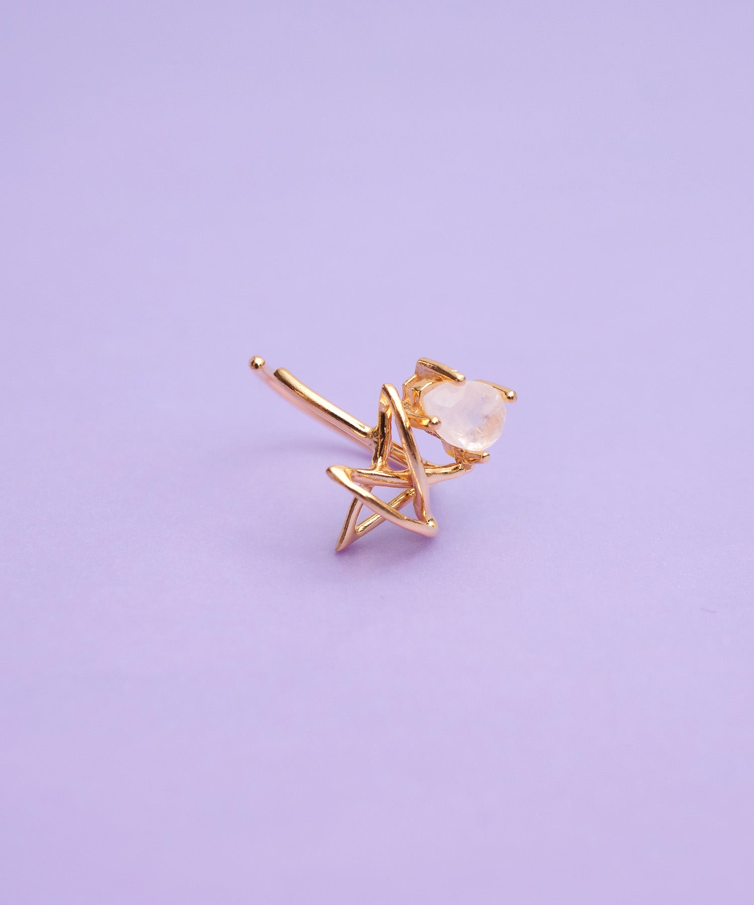 【限定商品】SV925ラクガキスター×天然石イヤーカフ ゴールド