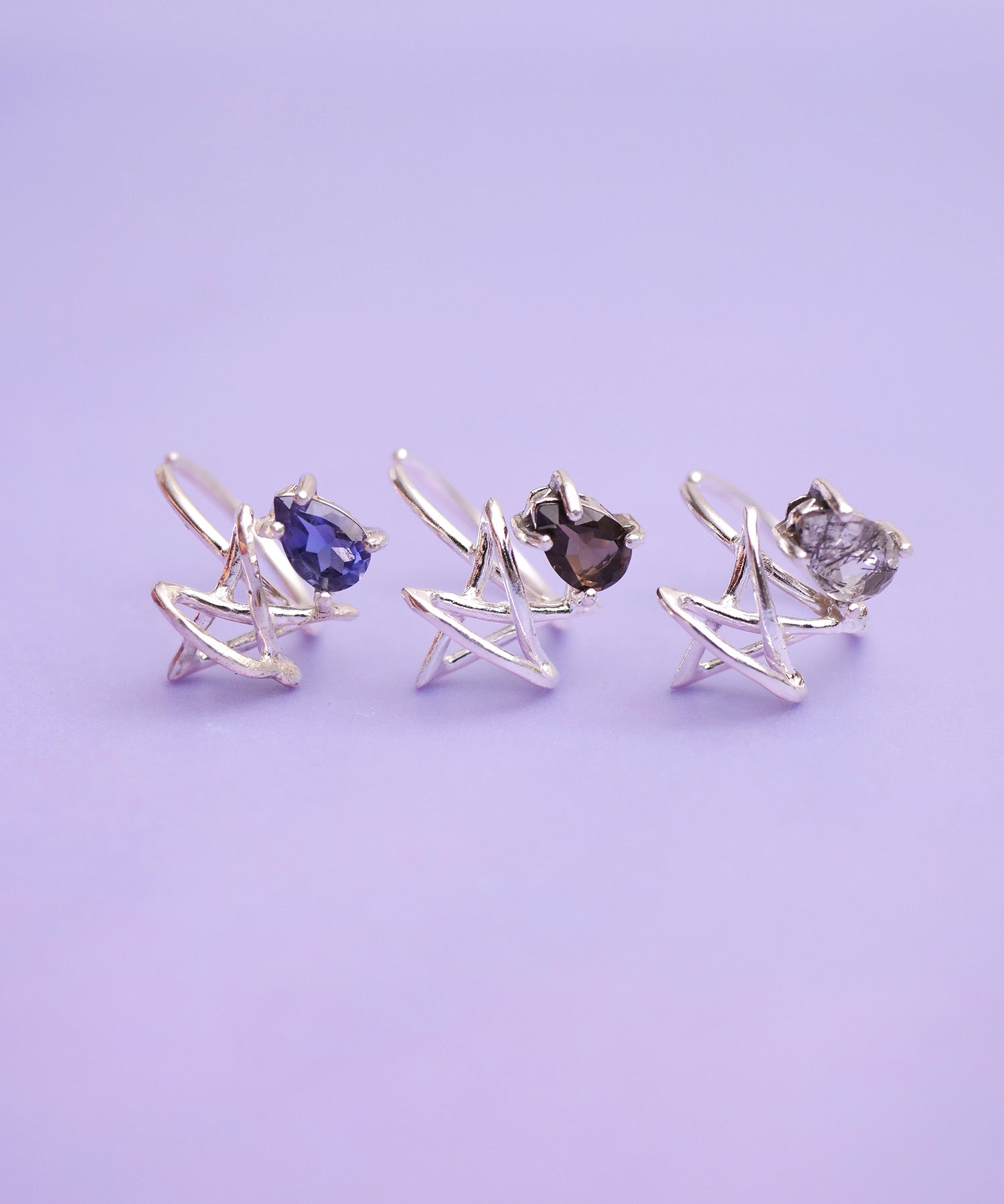 【限定商品】SV925ラクガキスター×天然石イヤーカフ シルバー