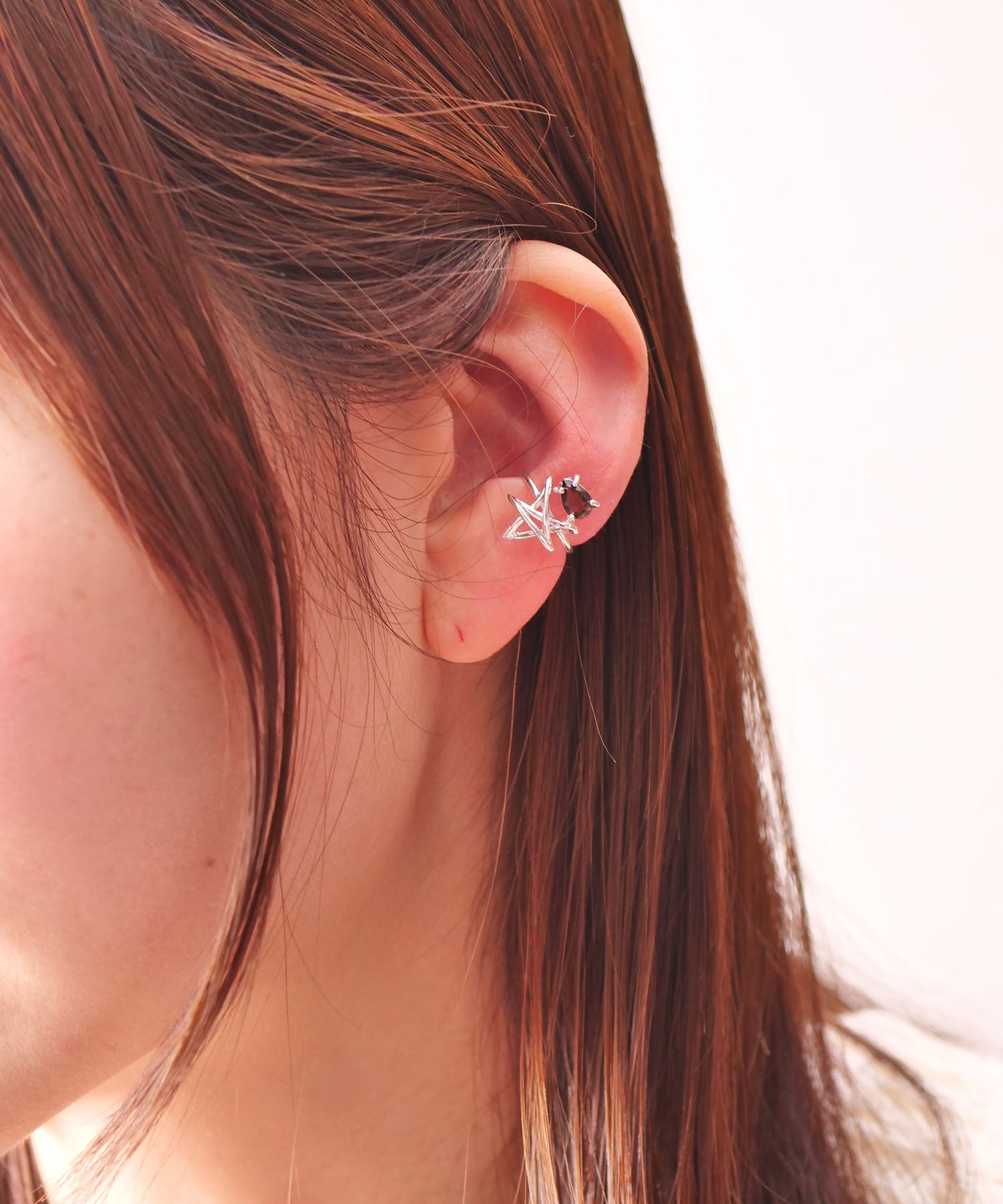 【限定商品】SV925ラクガキスター×天然石イヤーカフ シルバー