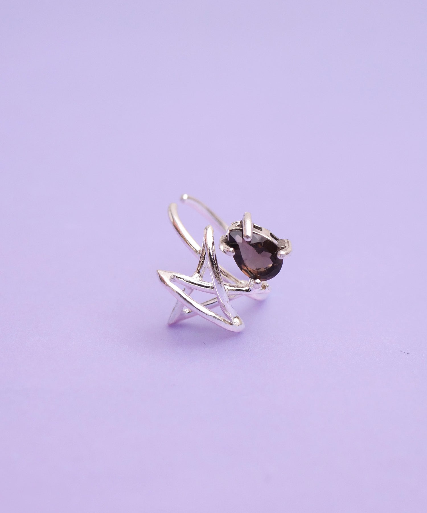 【限定商品】SV925ラクガキスター×天然石イヤーカフ シルバー