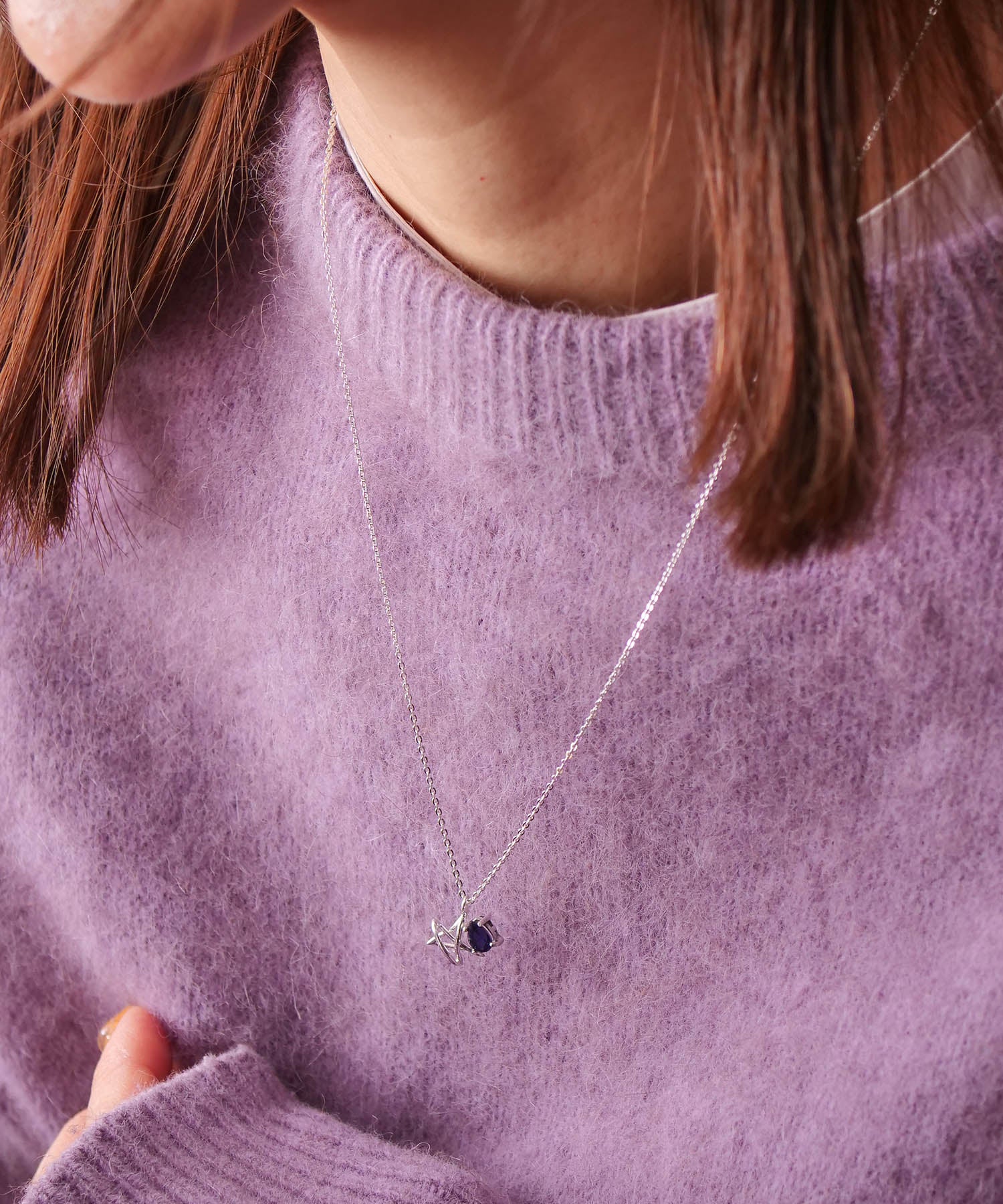 【限定商品】SV925ラクガキスター×天然石ネックレス シルバー