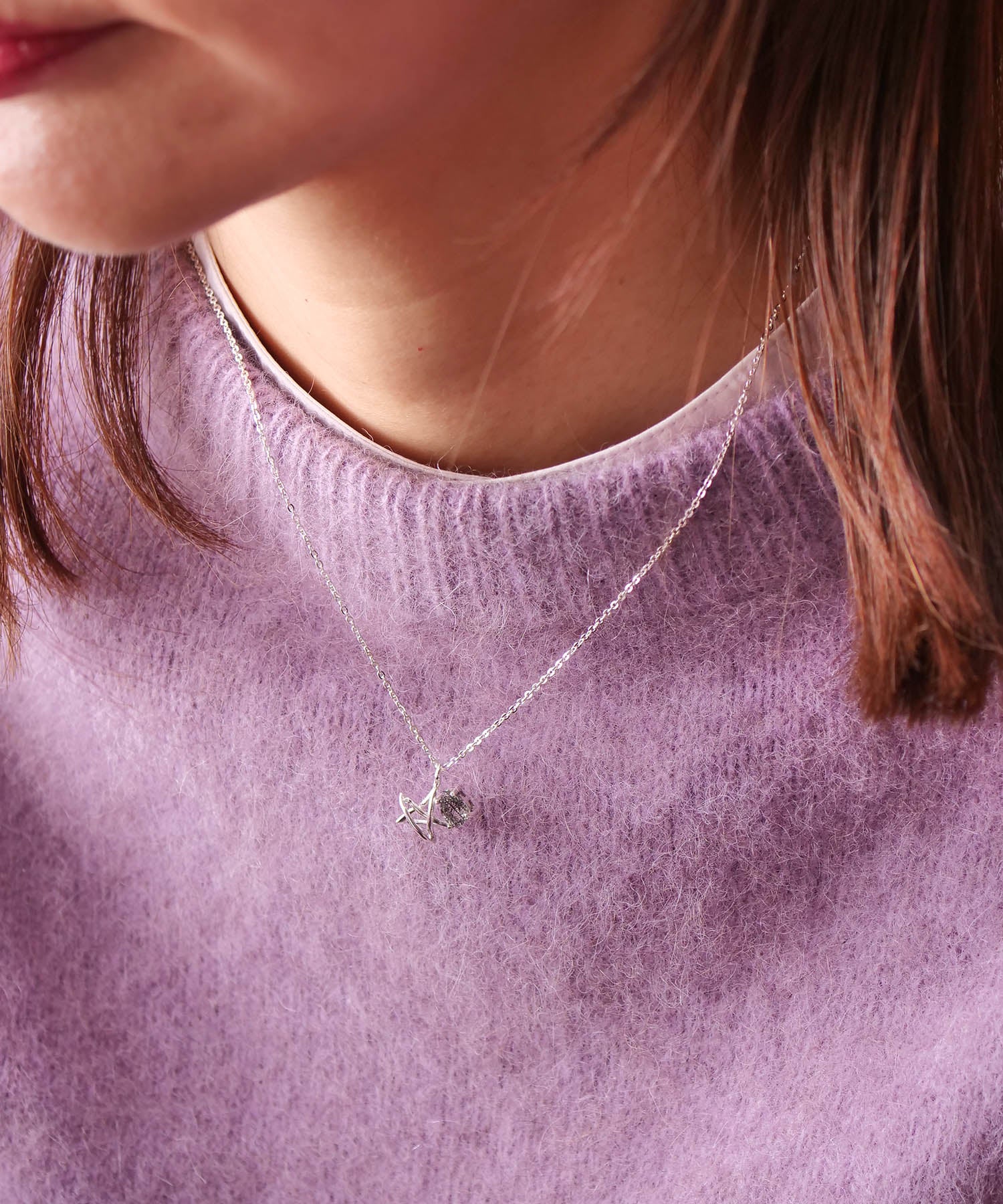 【限定商品】SV925ラクガキスター×天然石ネックレス シルバー