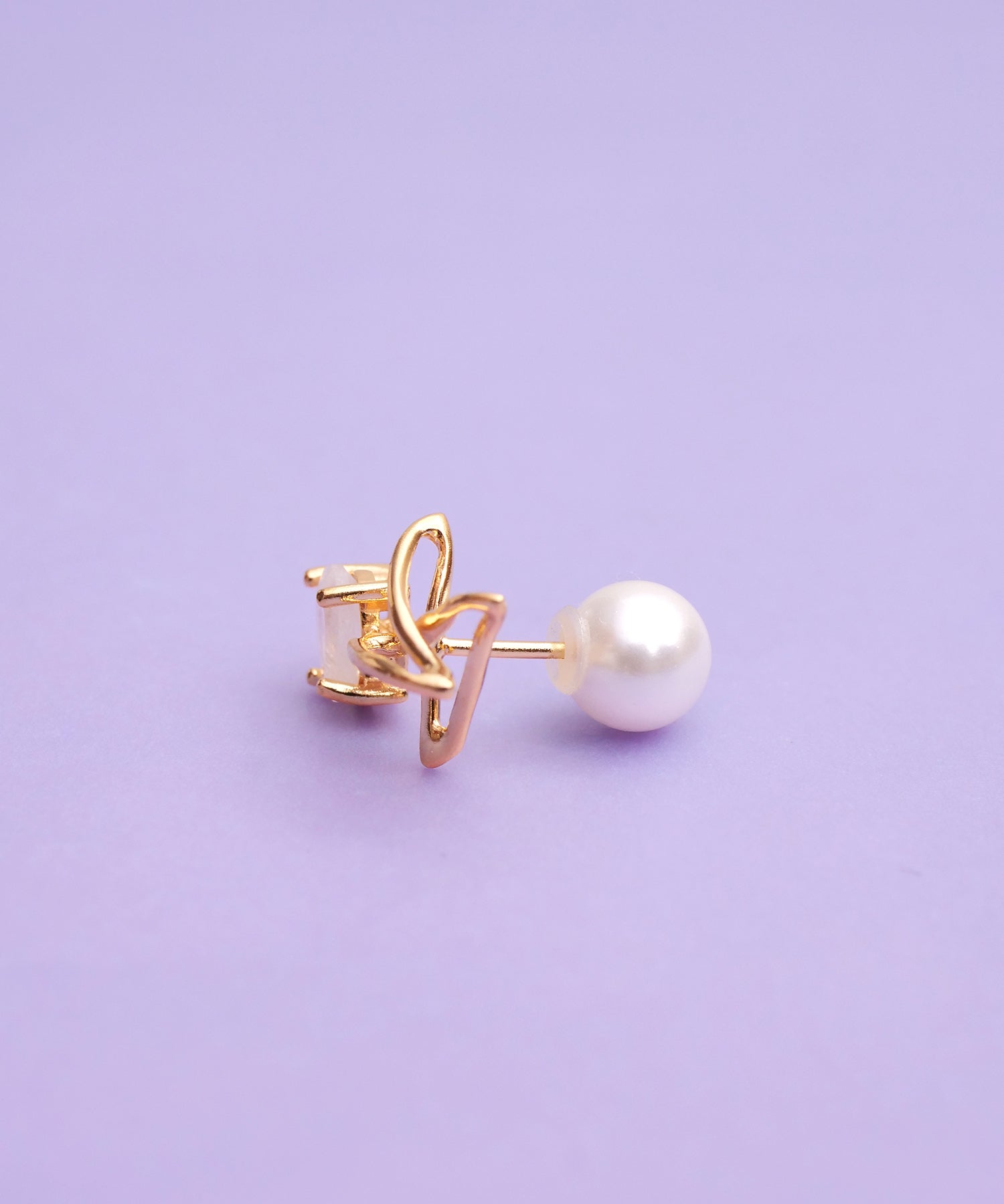 【限定商品】SV925ラクガキスター×天然石ピアス ゴールド(片耳)