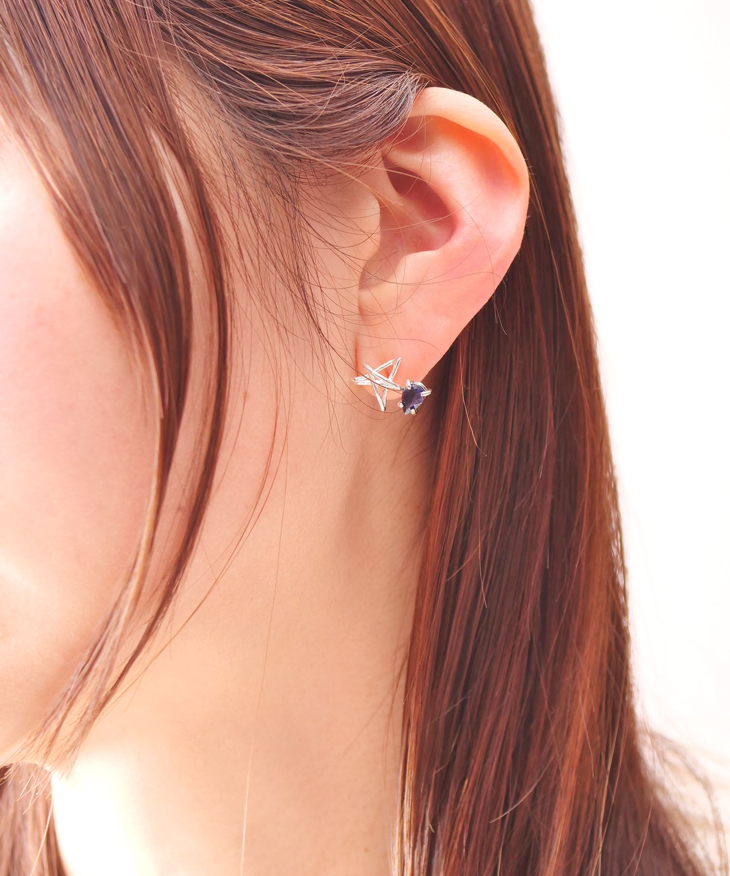 【限定商品】SV925ラクガキスター×天然石ピアス シルバー(片耳)