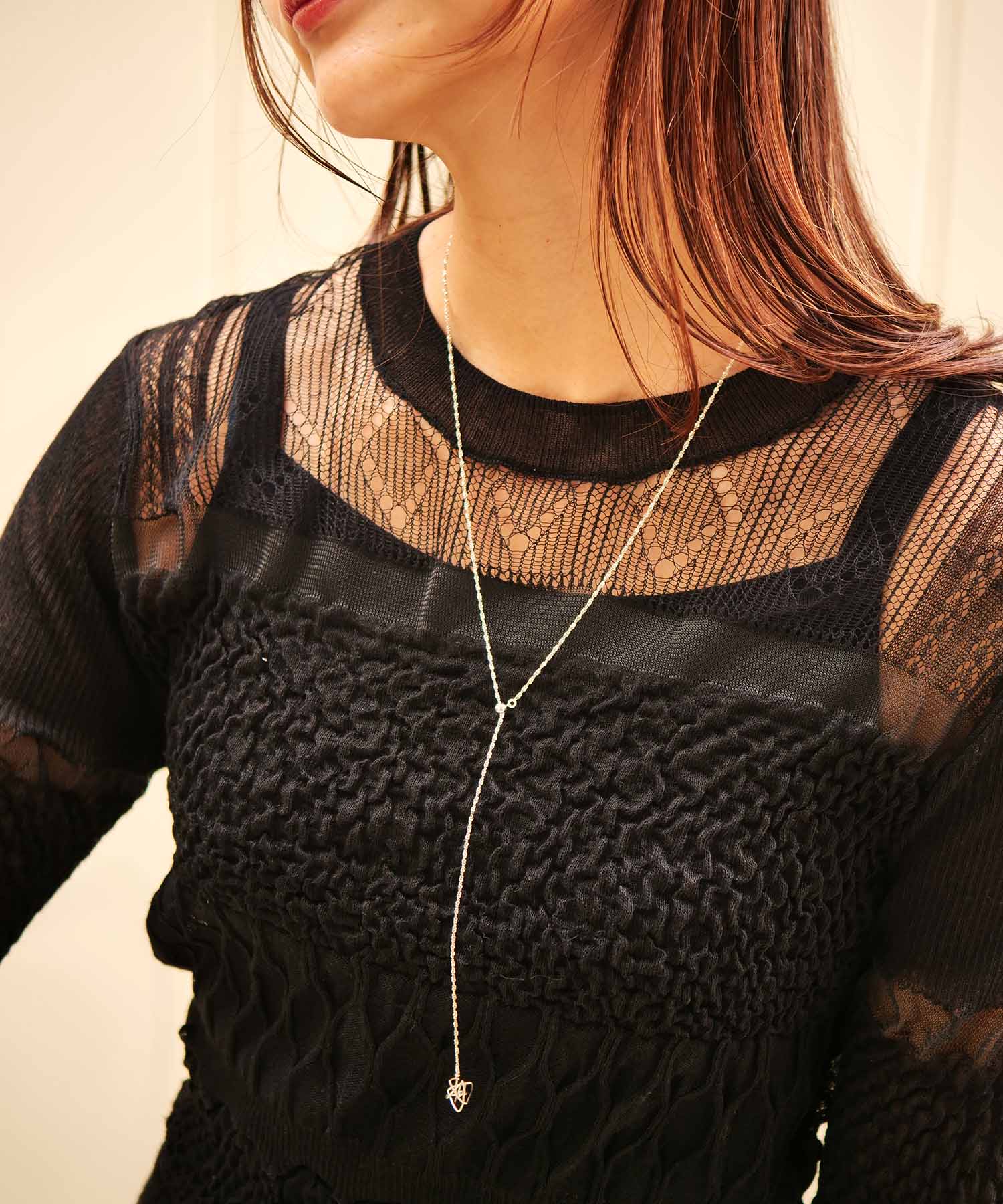 SV925ラクガキモチーフ付きねじりチェーンロングネックレス