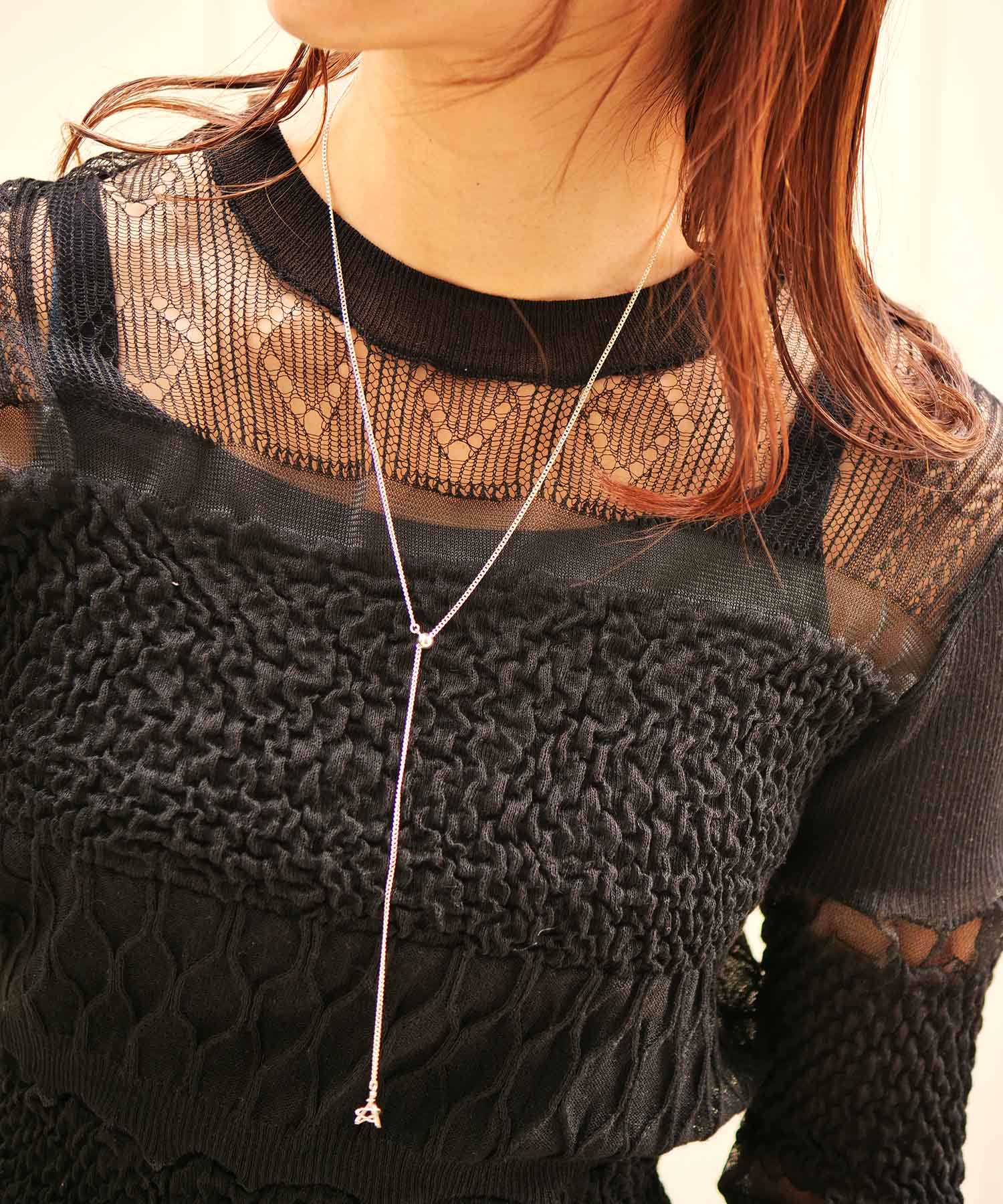 SV925ラクガキモチーフ付きシンプルキヘイチェーンロングネックレス