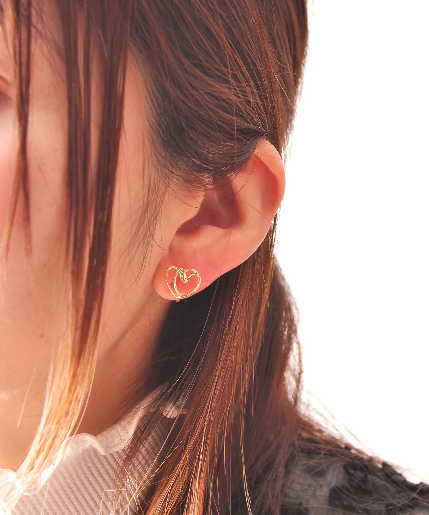 【限定商品】SV925ラクガキダブルハートイヤリング　ゴールド