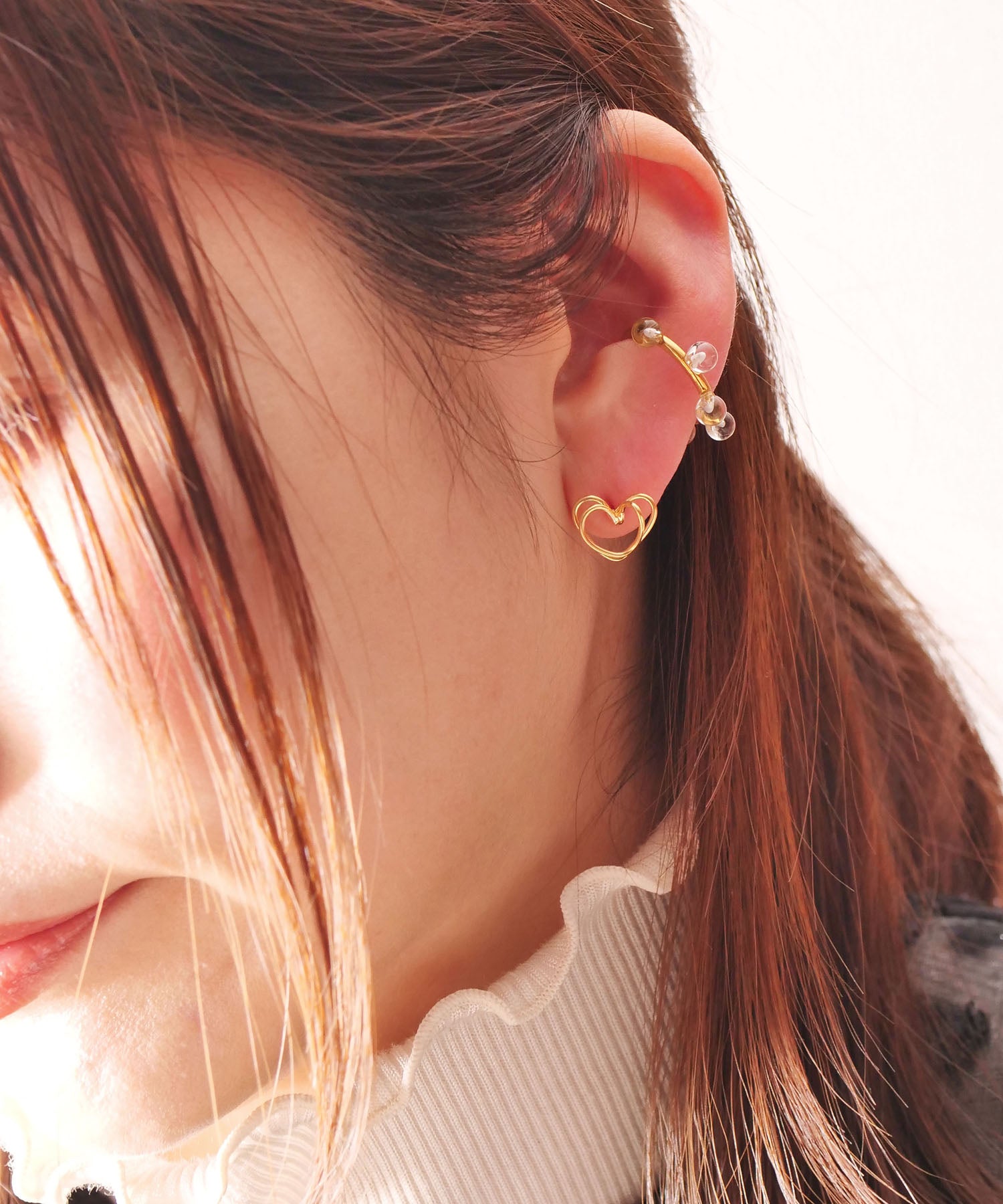 【限定商品】SV925ラクガキダブルハートピアス　ゴールド