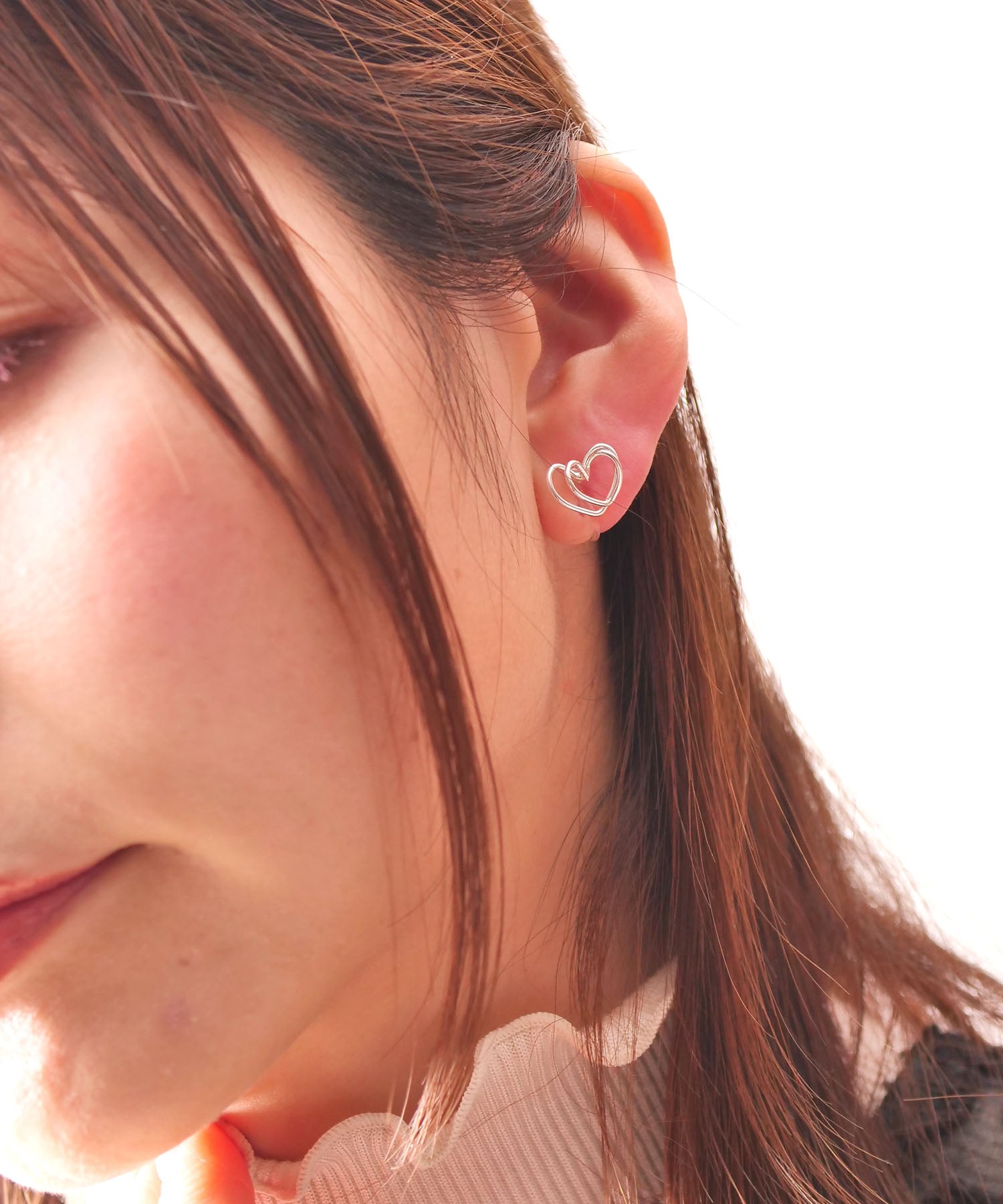 【限定商品】SV925ラクガキダブルハートイヤリング　シルバー