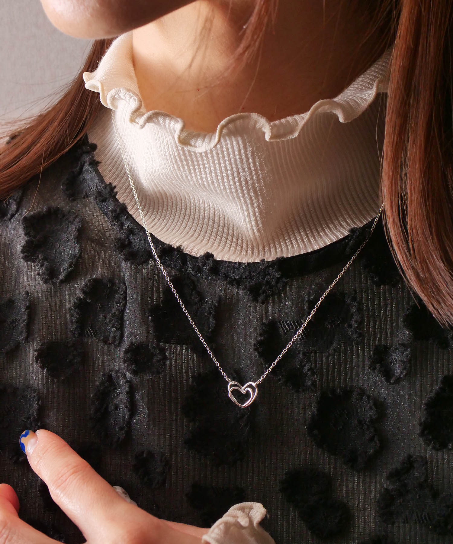 【限定商品】SV925ラクガキダブルハートネックレス　シルバー