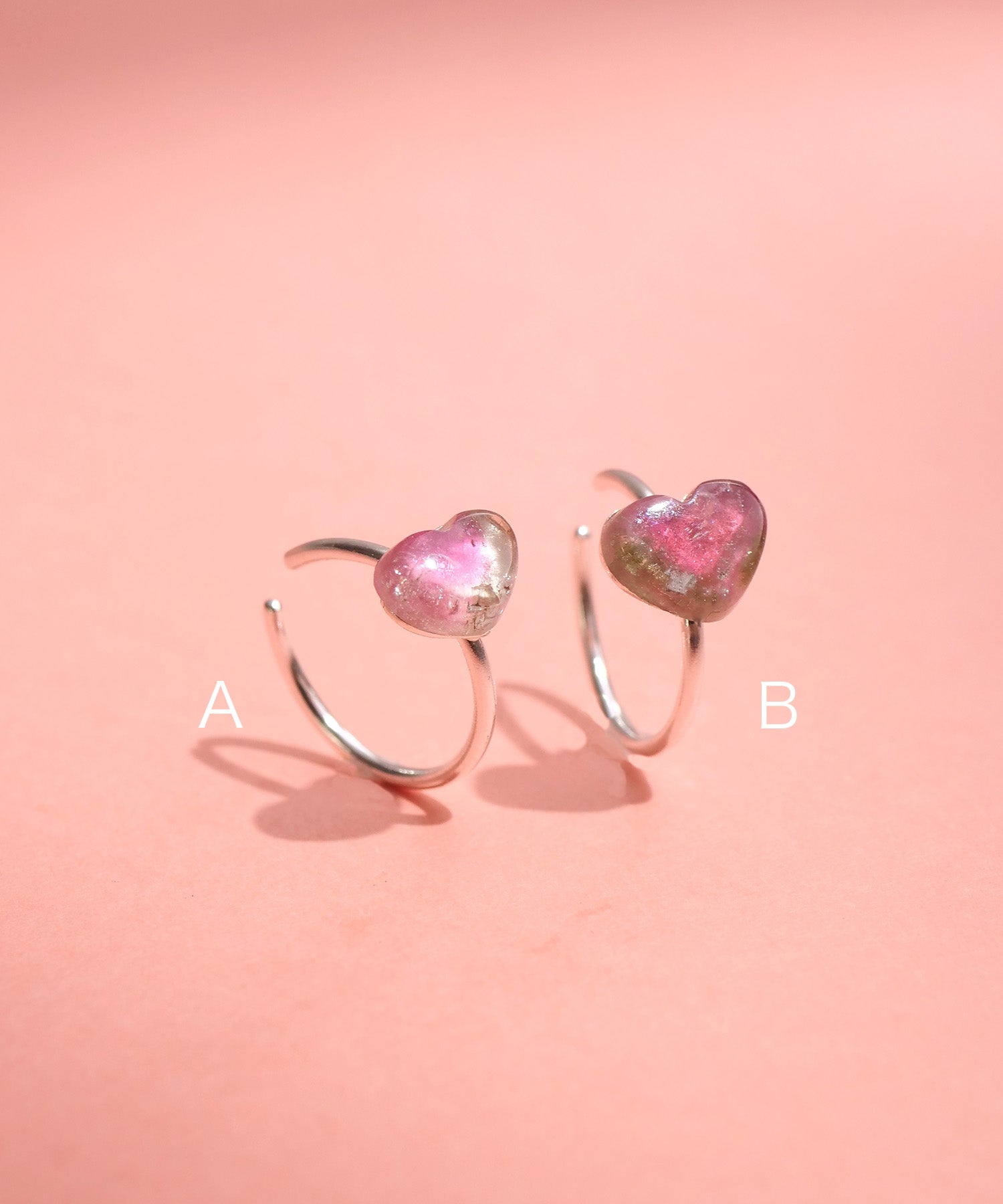 【限定商品】SV925ハート天然石イヤーカフ バイカラートルマリン ピンク