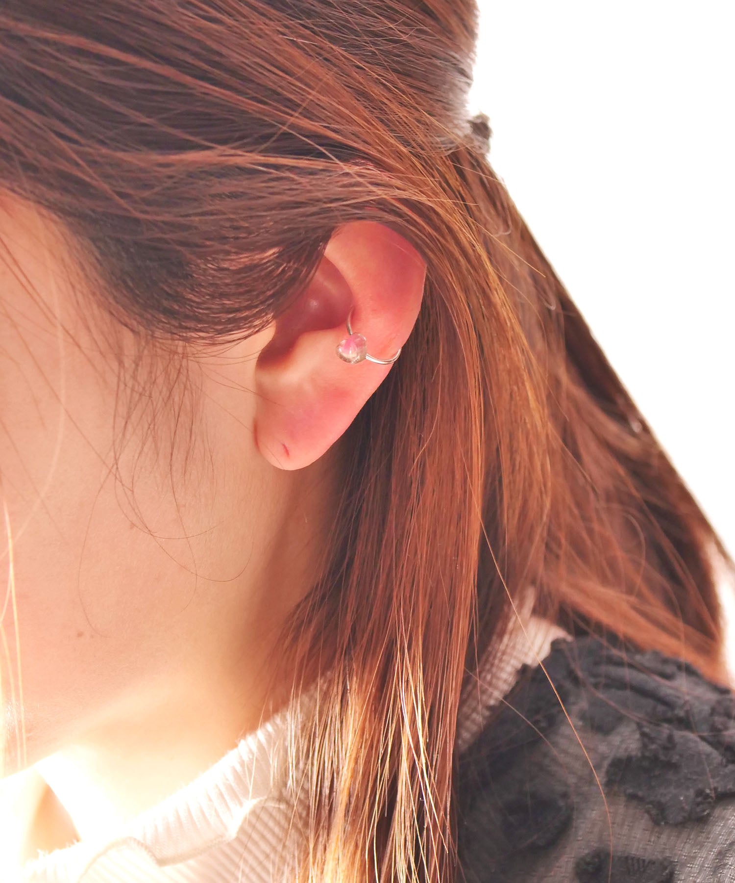 【限定商品】SV925ハート天然石イヤーカフ バイカラートルマリン ピンク