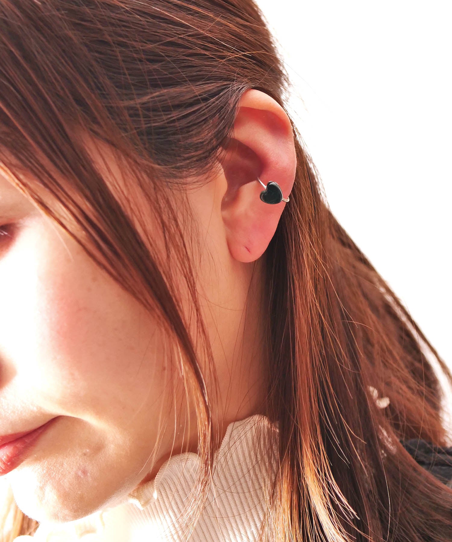 【限定商品】SV925ハート天然石イヤーカフ バイカラートルマリン ブルー