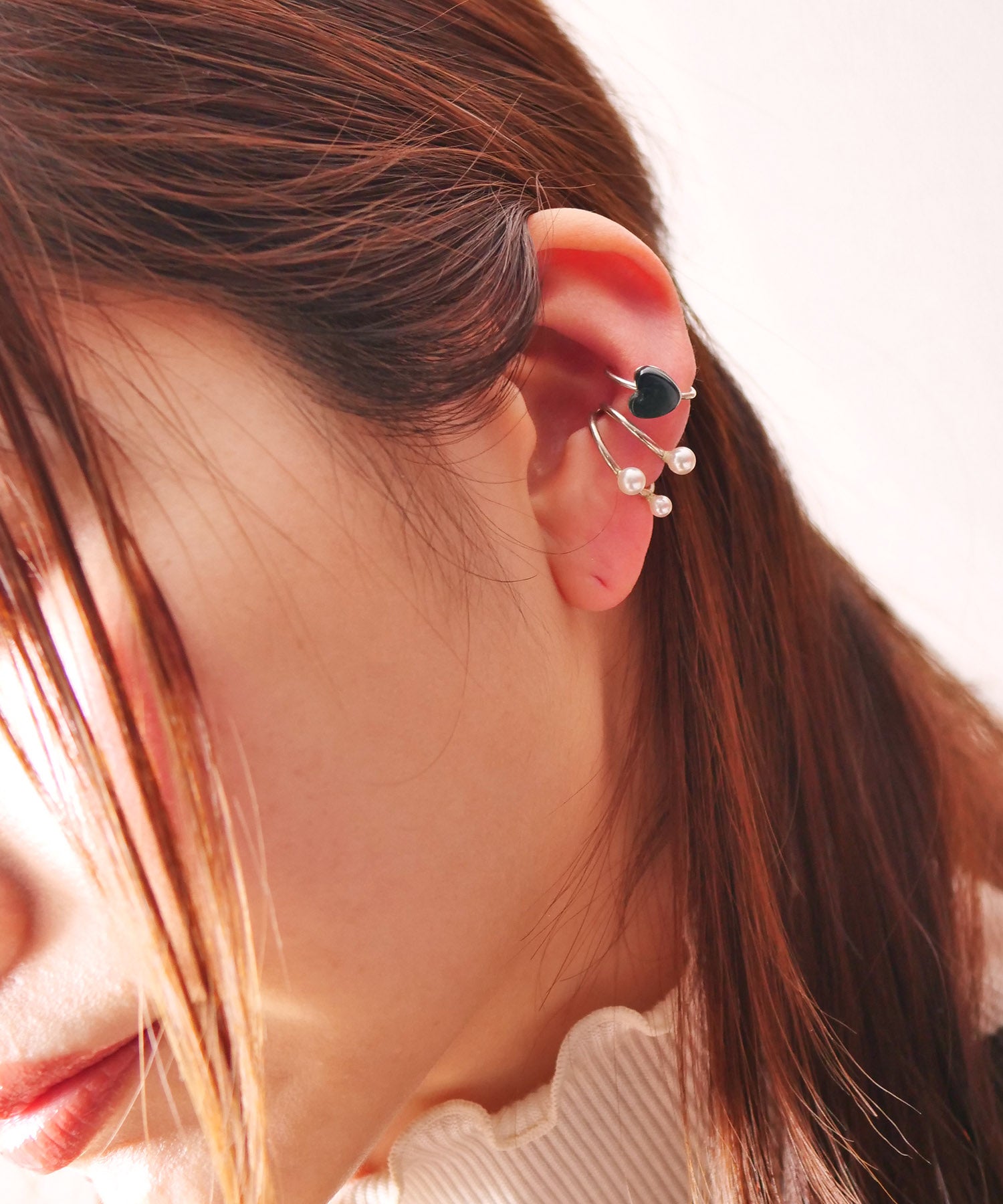 【限定商品】SV925ハート天然石イヤーカフ バイカラートルマリン ブルー