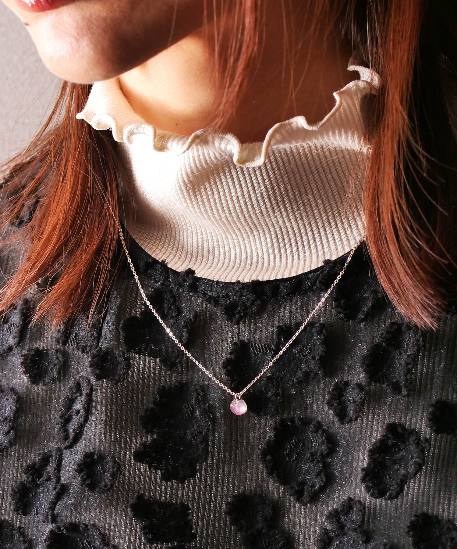 【限定商品】SV925ハート天然石ネックレス バイカラートルマリン ピンク