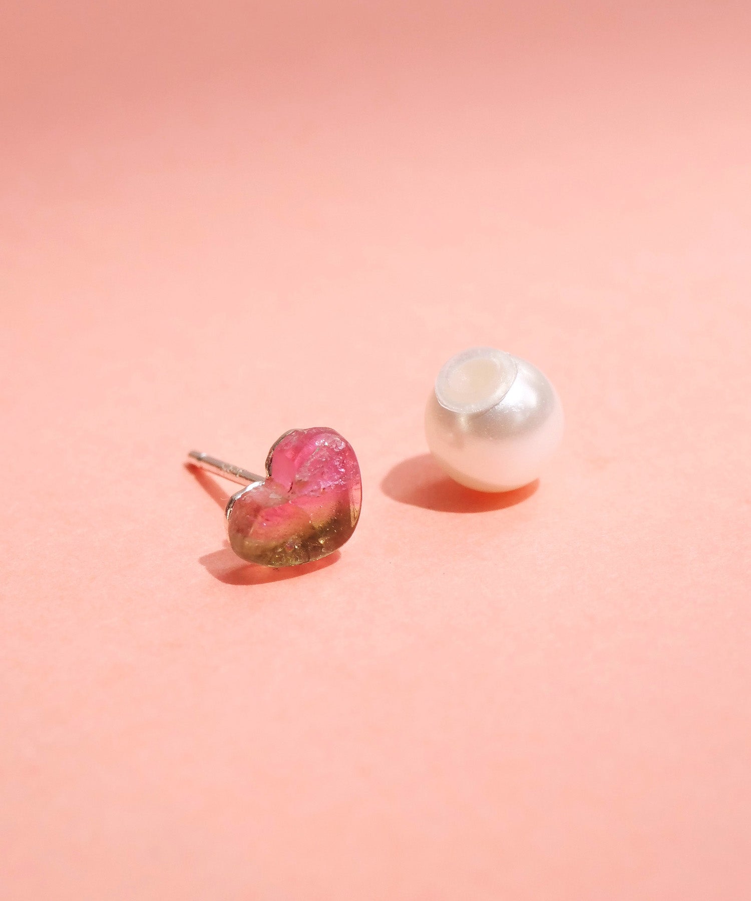 【限定商品】SV925ハート天然石ピアス バイカラートルマリン 片耳