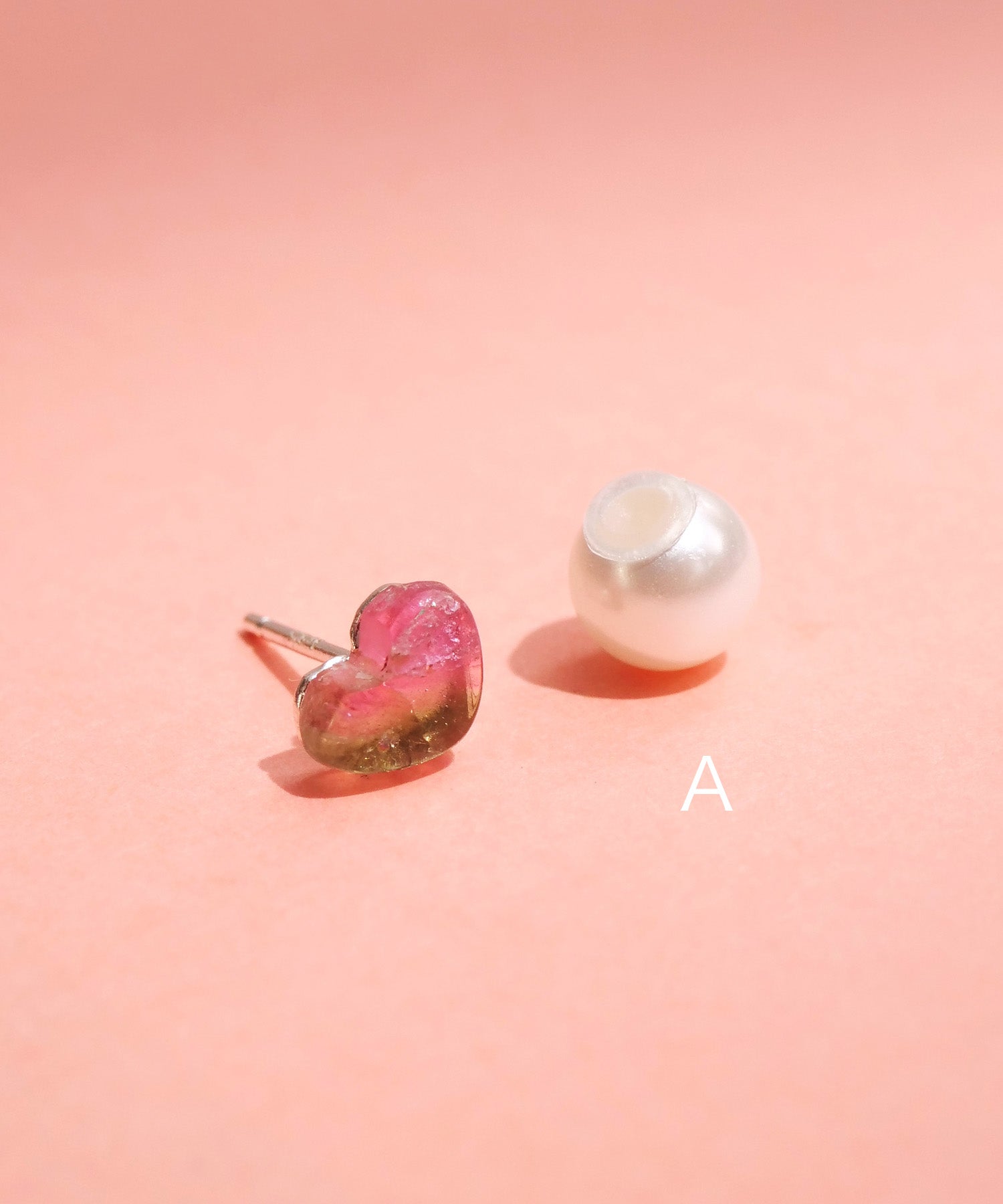 【限定商品】SV925ハート天然石ピアス バイカラートルマリン 片耳