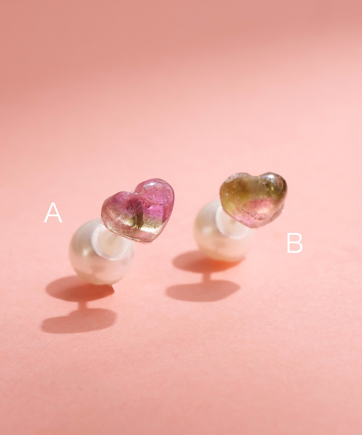 【限定商品】SV925ハート天然石ピアス バイカラートルマリン 片耳