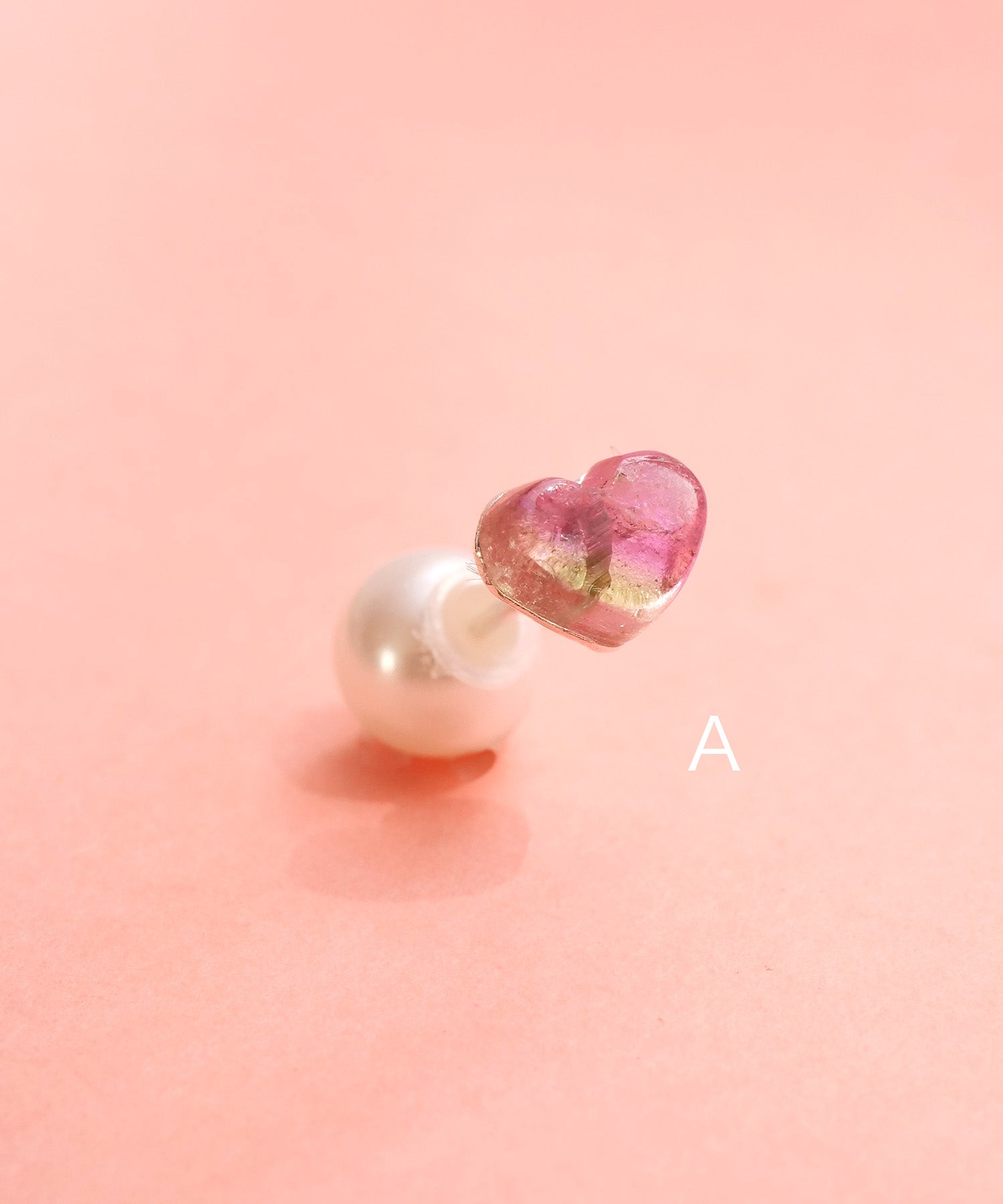 【限定商品】SV925ハート天然石ピアス バイカラートルマリン 片耳