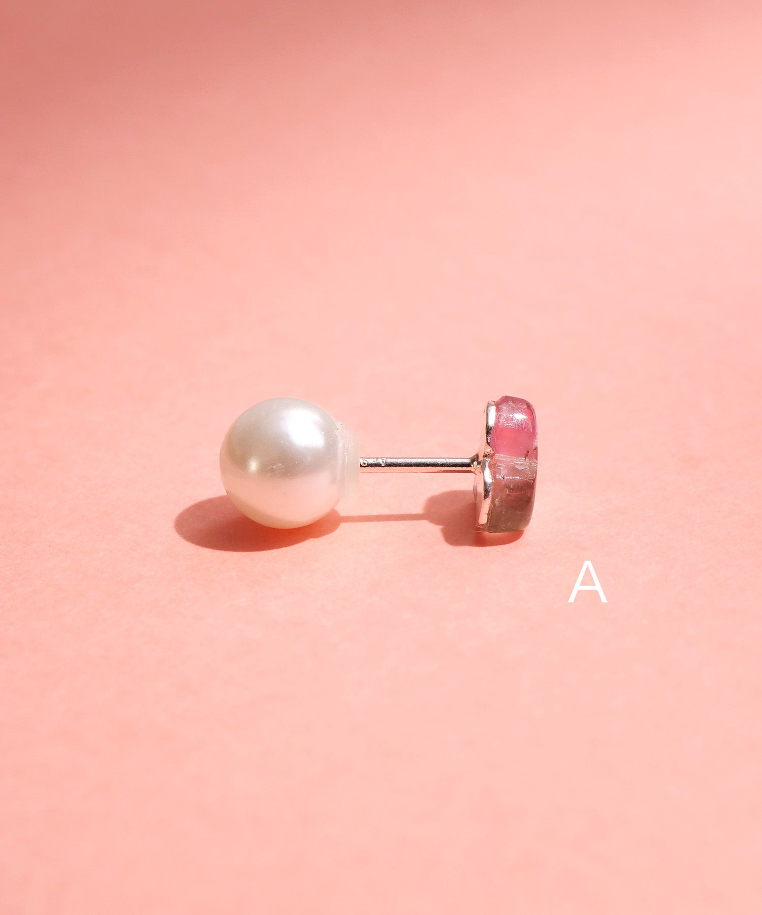 【限定商品】SV925ハート天然石ピアス バイカラートルマリン 片耳