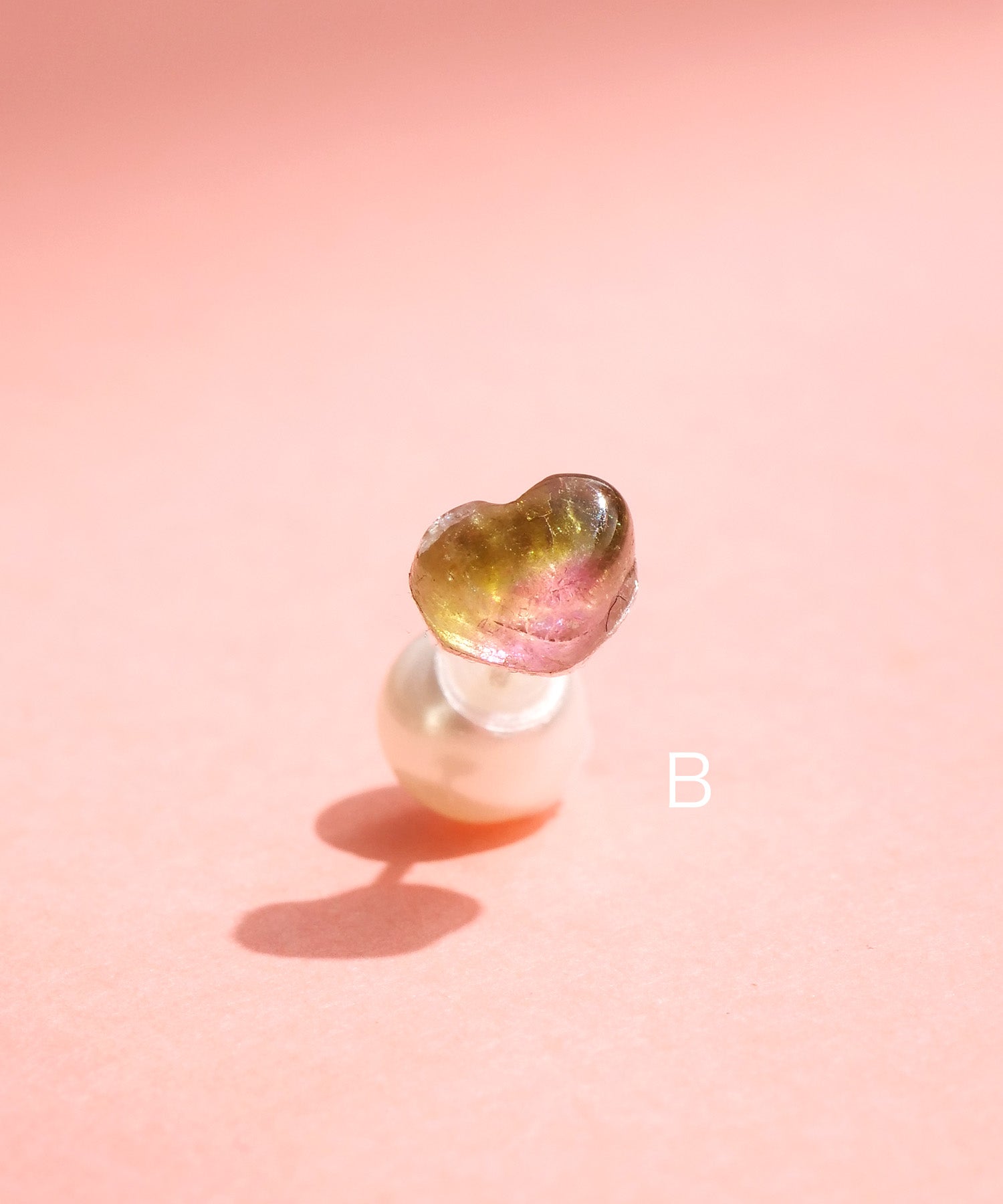 【限定商品】SV925ハート天然石ピアス バイカラートルマリン 片耳