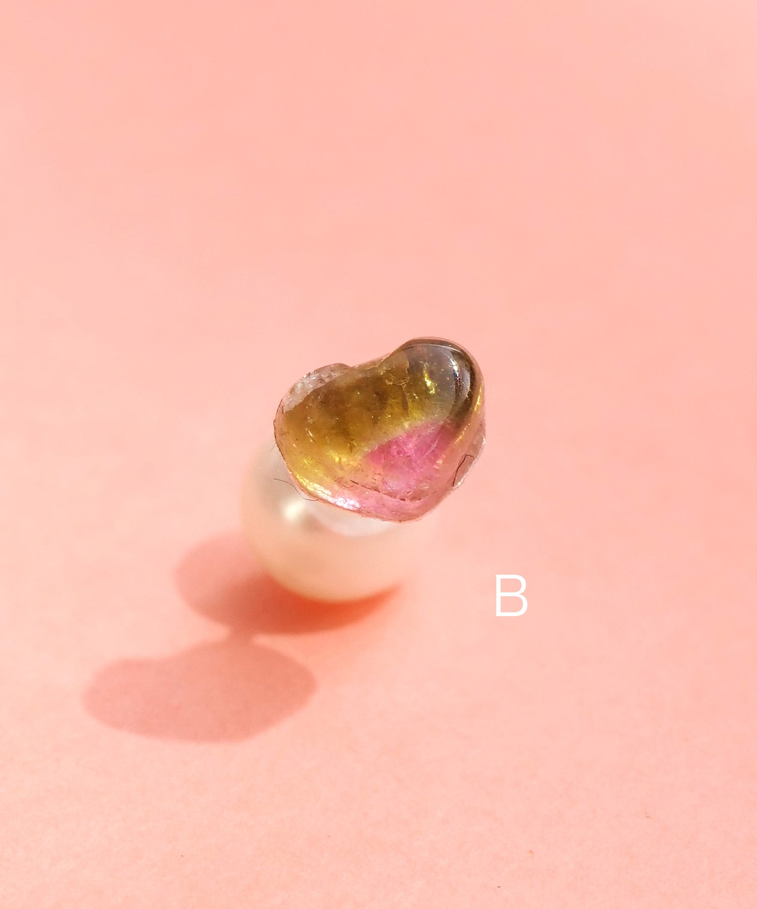 【限定商品】SV925ハート天然石ピアス バイカラートルマリン 片耳