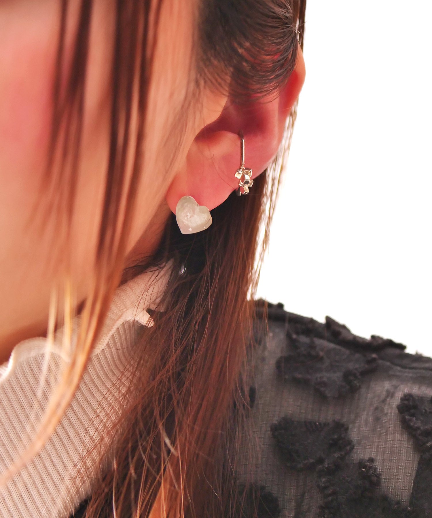 【限定商品】SV925ハート天然石ピアス トルマリン 片耳