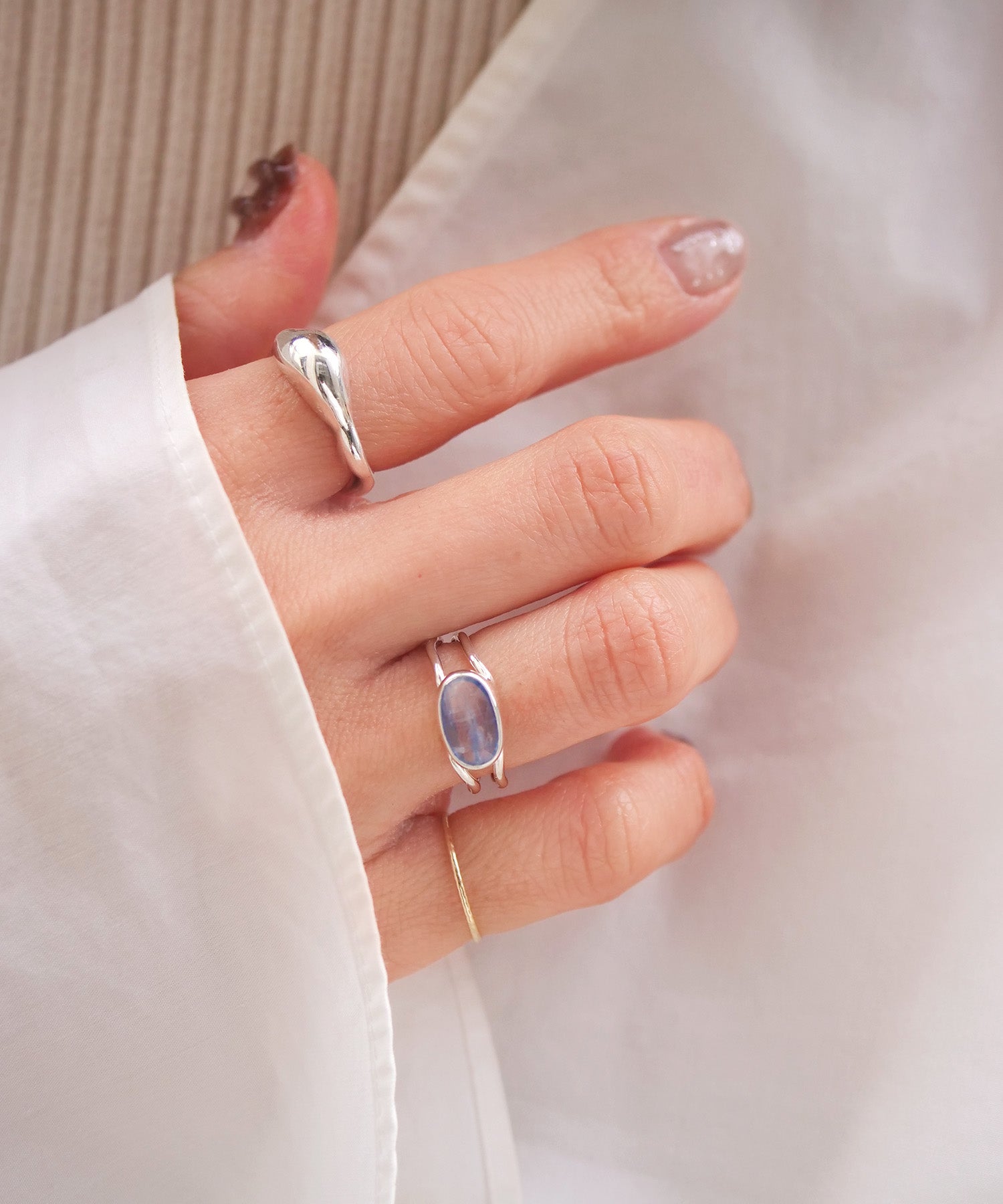 【1点限定】SV925ラクガキフリー天然石リング バイカラーカイヤナイト